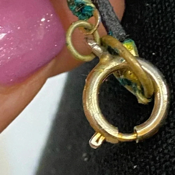 LEATHER NECKLACE WITH BEADS AND GOLD ACCENTS - Picture 2 of 5